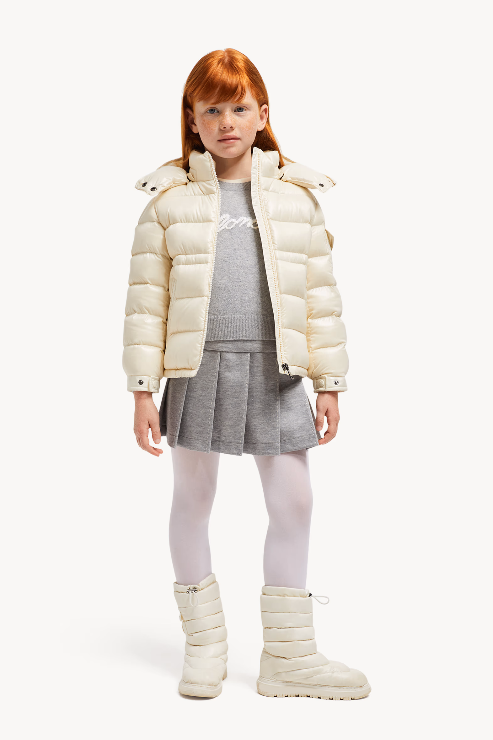 Maire Hooded Down Jacket Girl White Moncler 0
